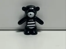 LEGO Teddy Bear Arms Down Button Eye Mouth Stitches Striped Belly Black CMF Goth