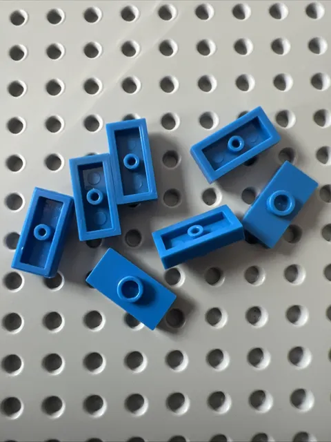 LEGO 3794b Blue Plate Modified 1x2 Stud Groove Jumper 7pcs