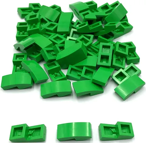 Lego 50 New Bright Green Slopes Sloped Curved 2 x 1 x 2/3 Parts