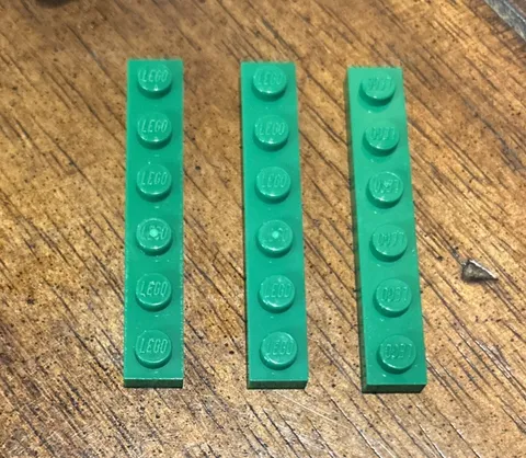 Lego 1x6 Plate Lot 3 Part #3666 Flat Green