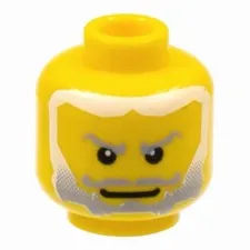 LEGO Minifigure, Head Beard Gray Fading to White Hair King