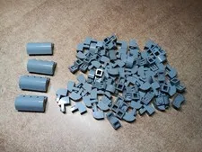 LEGO LOT 80 LIGHT BLUISH GRAY RECESSED STUD CURVED TOP 2X4X1 1/3 & 1X2X1 1/3