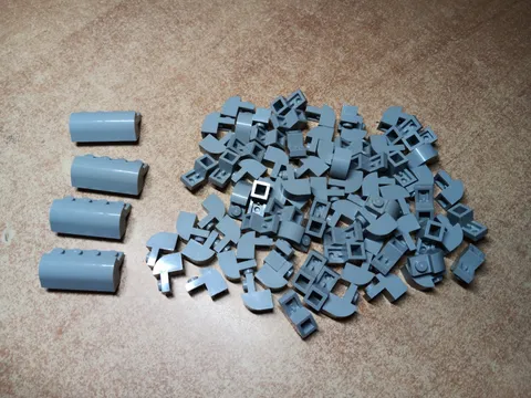 LEGO LOT 80 LIGHT BLUISH GRAY RECESSED STUD CURVED TOP 2X4X1 1/3 & 1X2X1 1/3