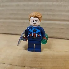 LEGO Captain America Minifigure Dark Blue Suit w/ Shield and Hair Marvel 