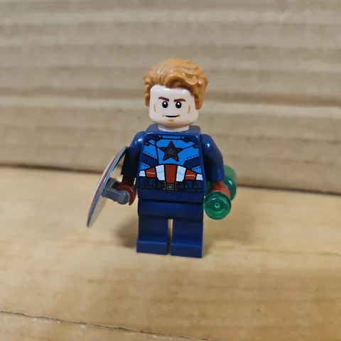 LEGO Captain America Minifigure Dark Blue Suit w/ Shield and Hair Marvel 
