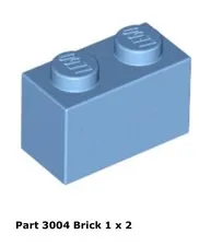 LEGO Medium Blue 1x2 Brick (3004) - 100 New Pieces - Building Bricks