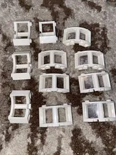 11 LEGO Curved White Windows Round Corner Window 3x3x2 - 7 Pieces W/Glass 4 W/O