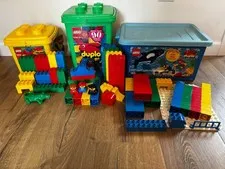 Vintage Lego Duplo Bundle 3 Incomplete Sets: 1844, 1852, 1856 with 3 Bins