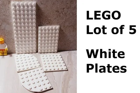 LEGO Assorted Plate Set Lot of 5 White Plates Curved Baseplate Build On Base