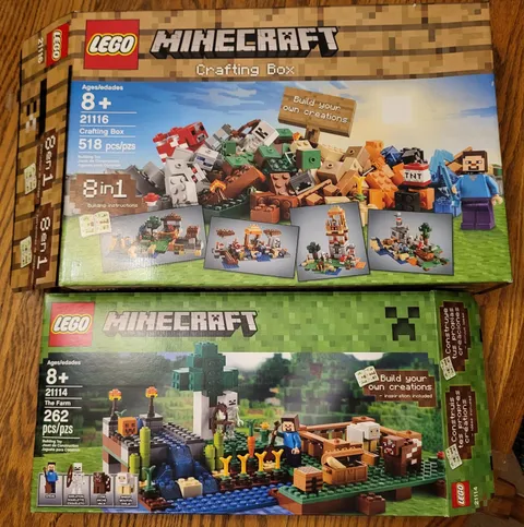 Lego MINECRAFT 8 In 1 Crafting Box #21116 and #21114 The Farm Complete w Manuals
