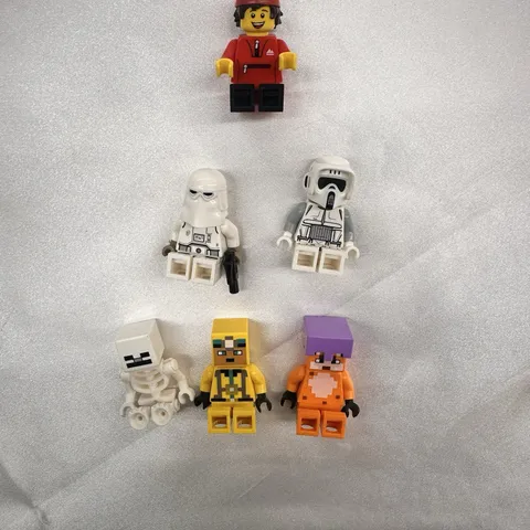 LEGO Mini figures Lot Of 6 Star Wars Omega, Snow trooper, Minecraft, Fox Cyclist