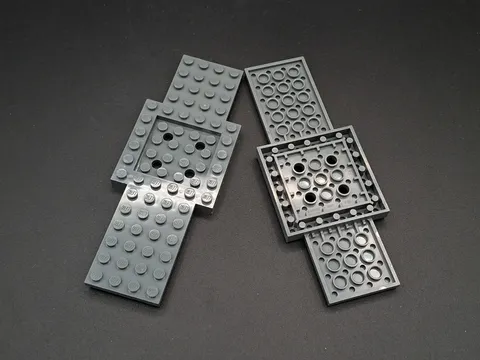 LEGO - 2x - Vehicle Base - 6x16x1 2/3 with 4x4 Rec. Cntr. Grey - 52037