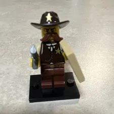 LEGO Minifigures Series 13 Sheriff w/ Hat Mustache Wanted Poster & Display Base
