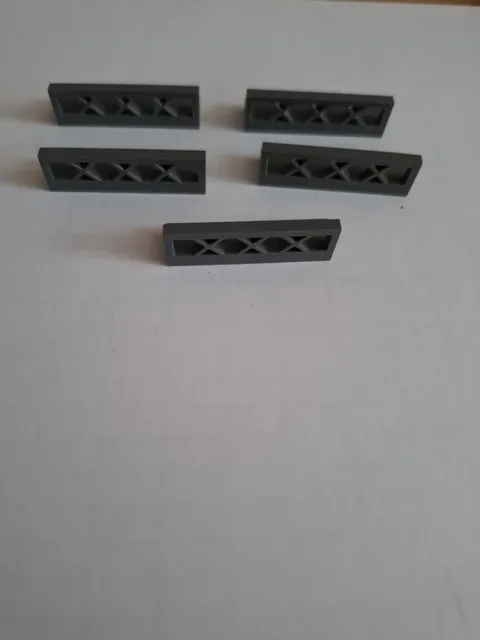 No 317 5x Lego Fence Grids 3633. 1x4x1. Dark Grey