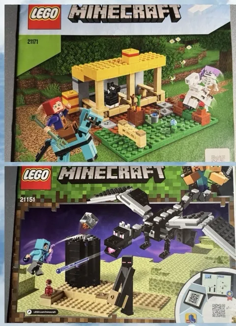2 LEGO MINECRAFT  Sets 21151 & 21171  Stable, Dragon Instruction Manuals ONLY