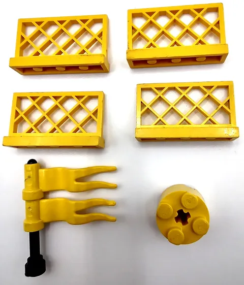 Lego Replacement Parts 4 Pcs Yellow Fence Yellow Brick Round 2 Yellow Wavy Flags