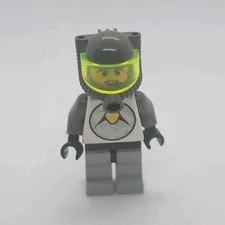 LEGO Space Suit Minifigure Gray Helmet Neon Green Visor & Air Tank Backpack