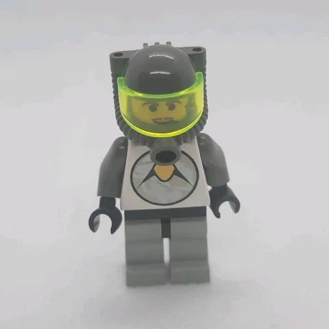 LEGO Space Suit Minifigure Gray Helmet Neon Green Visor & Air Tank Backpack