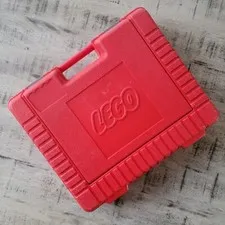 Vtg 1985 Genuine LEGO Hard Red Plastic Storage Container Case Carry Box Bin