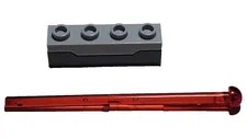 Lego 15301c01 Projectile Launcher 1x4 Spring Shooter With Translucent Red Dart