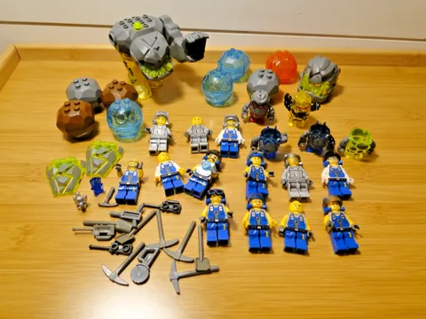 LEGO Power Miners Minifigure Lot  & Gray Rock Monster Figures w/ Accessories