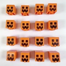 Lego Minecraft Pumpkin Head Bulk Lot Of 16 Jack O’ Lantern/Snow Goleum