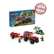 LEGO 60412 City 4x4 Fire Truck & Rescue Boat with Trailer & Minifigures, 5+