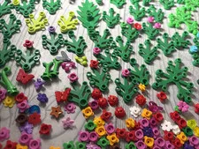 Lego Bulk Lot of Plant Parts Flowers Leaves Ladybugs Butterflies Cherries