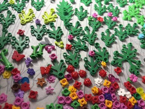 Lego Bulk Lot of Plant Parts Flowers Leaves Ladybugs Butterflies Cherries