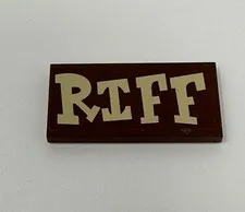 LEGO Brown Tile 1 x 3 with 'RIFF' on Brown Background  (Sticker)