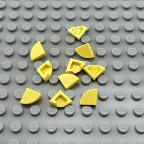 LEGO Tile - Bright Light Yellow - Round 1 x 1 Quarter - QTY x 10