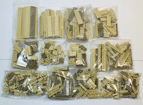Lego Tan Plates 600pc Lot 2x16 2x14 2x12 2x10 2x8 2x6 2x4 2x3 2x2 1x12 1x10 1x8+