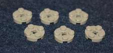 (6) 2x2 Dark Tan / Sand Round Plate Bricks w/ "+" Center ~ New Lego Parts ~