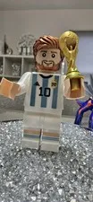 3D print LEGO Messi 9inch Argentina #10 White/Blue Uniform w/ Trophy