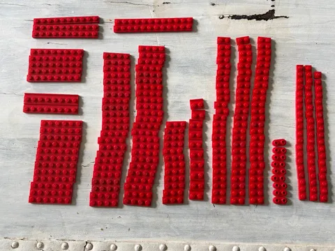 LEGO Red Plates Lot 235 Pcs 1x1 1x2 1x4 1x6 1x8 1x10 1x12 Genuine Bulk