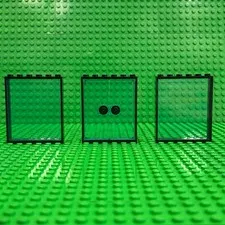 Lego Door Frames Black 1x6x6 (42205) + Trans-Blue Insert 80683 / 42509
