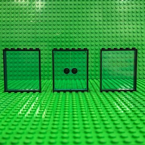 Lego Door Frames Black 1x6x6 (42205) + Trans-Blue Insert 80683 / 42509