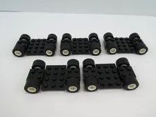 Lego Lot of 5 Black Vehicle Car Base 4 x 7 x 2/3 with Wheels ~ Part # 2441