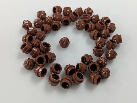 Lego x50 New Reddish Brown Plate, Round 1 x 1 Vertical Swirl / Twist # 15470
