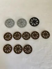 Lot of 11 Lego Wagon Wheels 2 sizes #69