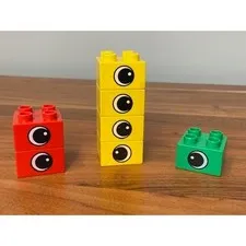 Vintage LEGO Duplo Eye Bricks Lot 7pc Red Yellow Green Large Building Blocks