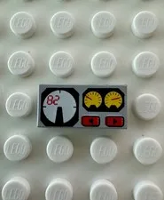 LEGO Tile 1x2 with Red 82, Yellow and White Gauges 3069px19 Light Bluish Gray
