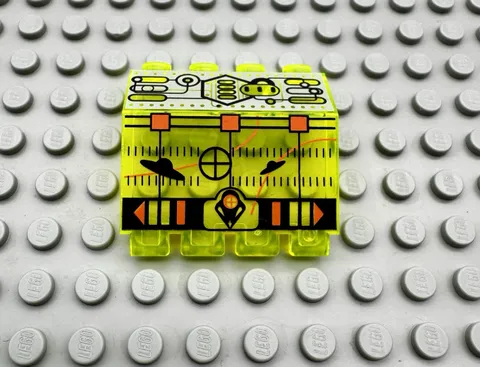Lego Panel Hinge UFO Pattern Trans Neon Green 2x4x3 1/3 # 2582pb08 6979 & 6915