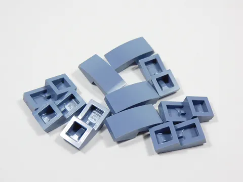 LEGO Lot of 10 Sand Blue 2x1 Curved Slopes No Stud S6