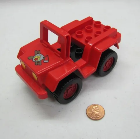 Lego Duplo RED CAR BOUNCY JEEP ATV Vehicle Rescue Truck Fireman Fire Chief #4