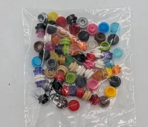 LEGO 1x1 dot round plate caps (30+ pcs) + other rounds- various color Brick lot