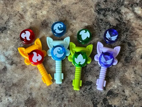Lego Elves 41078 Utensil Key x 4 & 1x1 Tile x 8 Fire Water Earth Wind Power