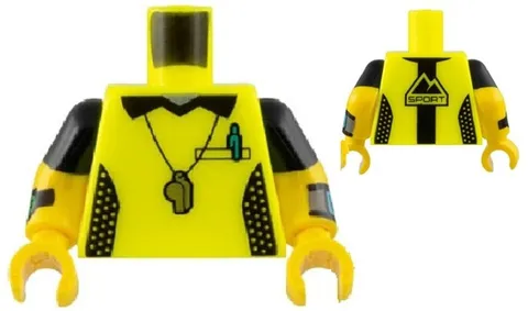 Lego 71037 New SOCCER Minifigure TORSO Neon Yellow Shirt Collar Whistle D331