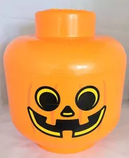 LEGO Pumpkin Head Large Storage Bucket Halloween Jack O Lantern Container LG