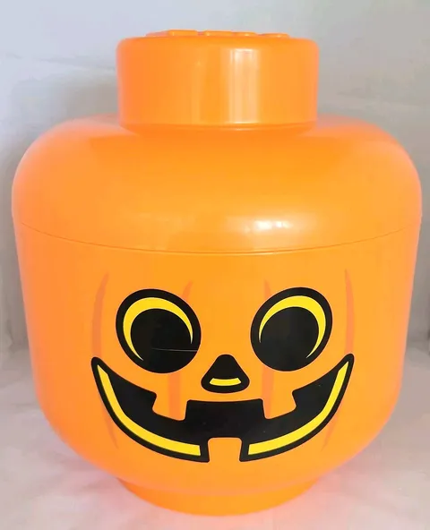 LEGO Pumpkin Head Large Storage Bucket Halloween Jack O Lantern Container LG
